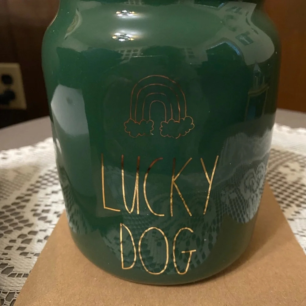 Green Lucky Dog Treat Jar - Picture 2 of 8